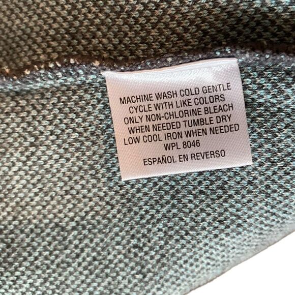 Charter Club Sz L Gray Turquoise Colorblock Long Duster Cardigan Sweater - Picture 7 of 7